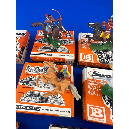 134 - Britains Swoppets - 8 Boxed Mounted Cowboys & Indians