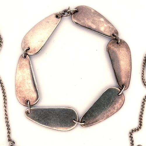 24 - 925 Silver Modernist Necklace & Bracelet Set 52.5g