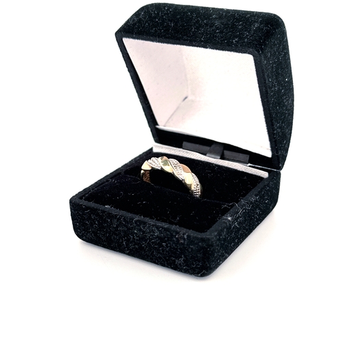 25 - 9ct Gold Ring set with Small Diamonds size L 2.19g