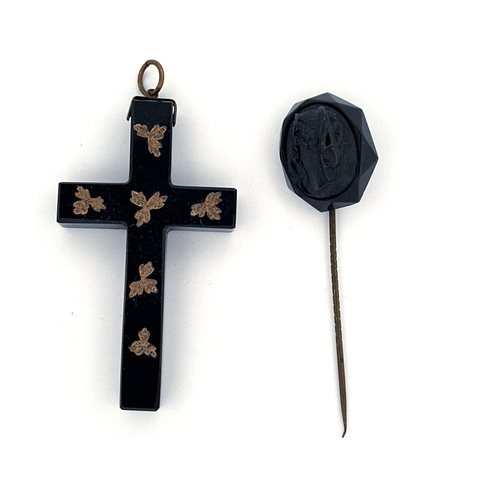 5 - Victorian 'French Jet' Cross & Pin