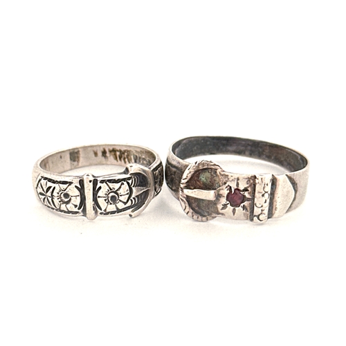 13 - Two Silver Buckle Rings with Full Hallmarks