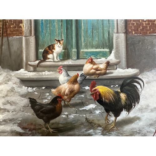 207 - Farmyard Scene - Oil on Board by Hilaie Bals