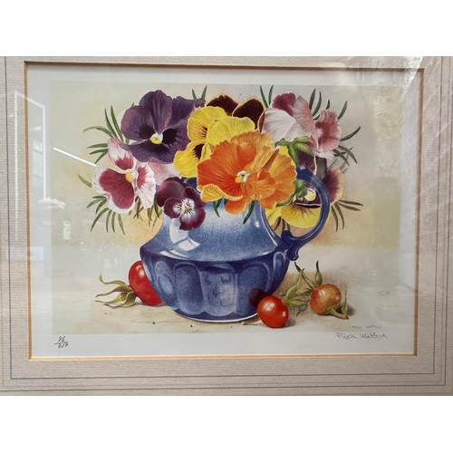 213 - Filippa Whitford 'Pansies and Porcelain' Trio of Artist Signed in Pencil Limited Prints