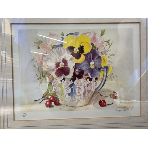 213 - Filippa Whitford 'Pansies and Porcelain' Trio of Artist Signed in Pencil Limited Prints