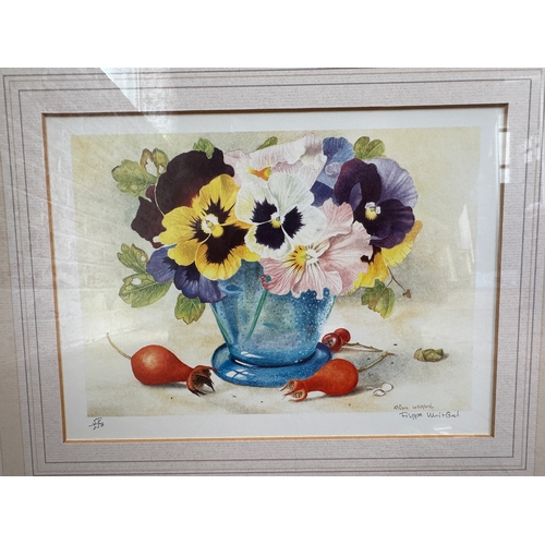 213 - Filippa Whitford 'Pansies and Porcelain' Trio of Artist Signed in Pencil Limited Prints