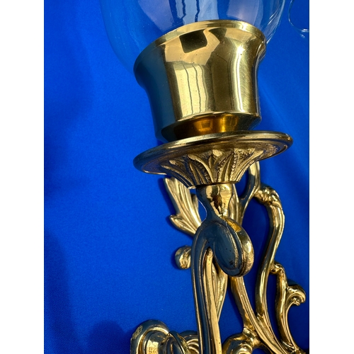 232 - Decorative Brass Hurricane Candle Wall Sconce