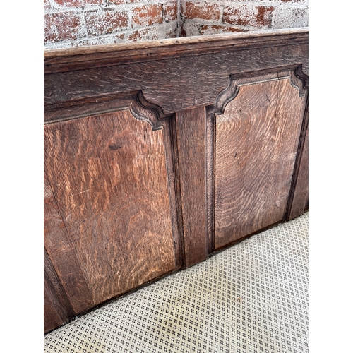 416 - Solid Georgian Oak Settle - Four Panel Back - 183cm x 110 cm