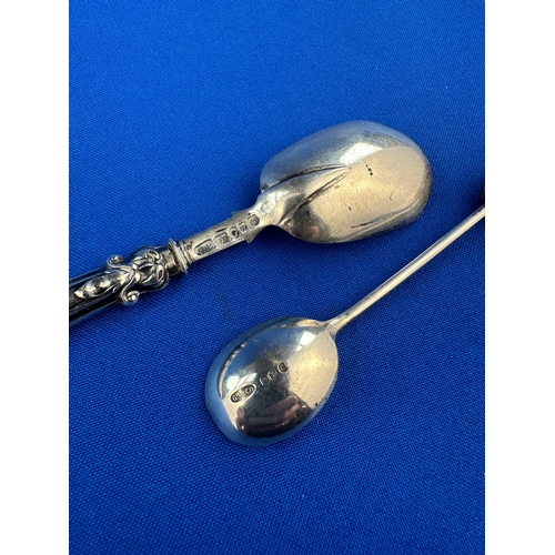 23 - Two Hallmarked Silver Spoons one with Blue John Handle 32.4g gross