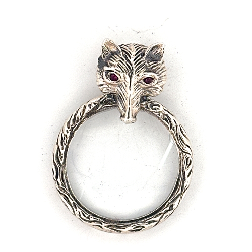 44 - Sterling Silver Fox Looking Glass Pendant