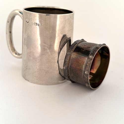 14 - Small Hallmarked Silver Mug & Napkin Ring 88g