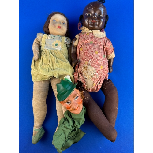 55 - Two Vintage Dolls with a puppet