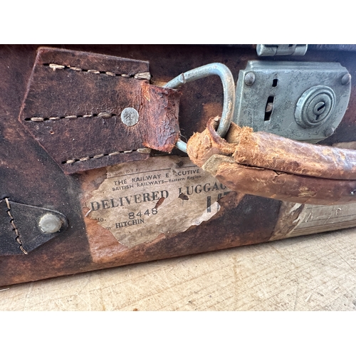217 - Large Vintage Leather Suitcase