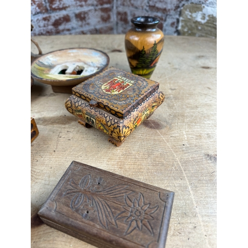 207 - Group of Carved Wooden Items includiung Boxes & Napkin Rings