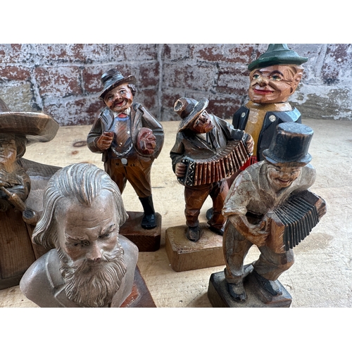 228 - Group of Vintage Carved Wooden Figures including a Lighter