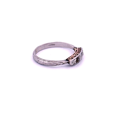 94 - Platinum & Diamond Ring - missing one stone 2.68g size N