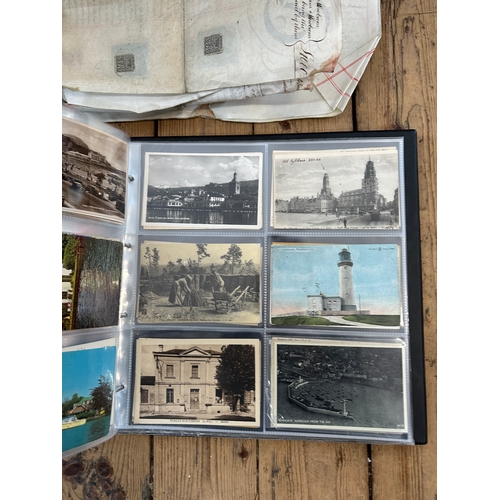 164 - Binder of Old Lighthouse & Windmill Postcards & Antique Indentures