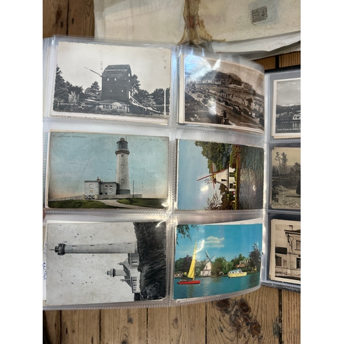 164 - Binder of Old Lighthouse & Windmill Postcards & Antique Indentures