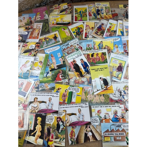 156 - Table Full of Vintage Naughty & Humorous Postcards