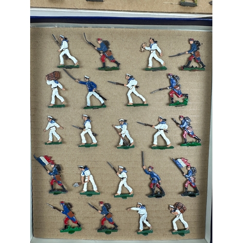 120 - Vintage Flats, Flat Tin Soldiers, Franco Prussian War French Marines, Prussians, French Zouaves