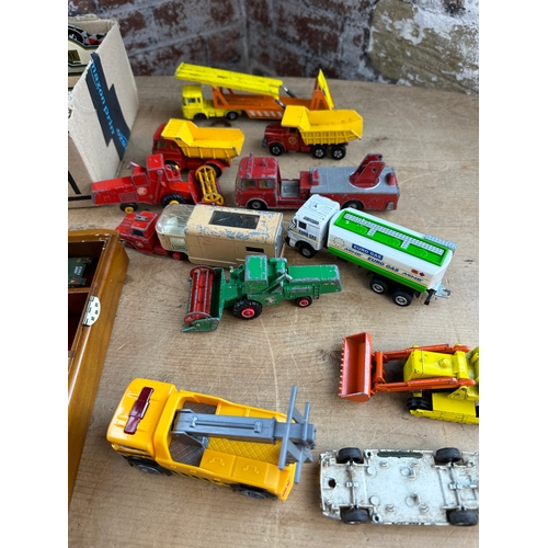 112 - Group of Playworn Diecast Cars, Boxed Days Gone & Car Display Racks