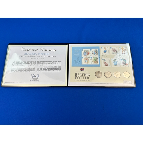 169 - Beatrix Potter Limited Edition Stamp & Uncirculated 50p Coin Cover