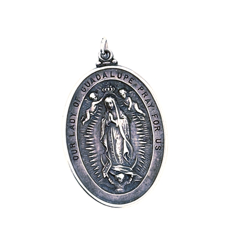 33 - Silver 'Our Lady of Guadalupe' Religious Talisman Pendant