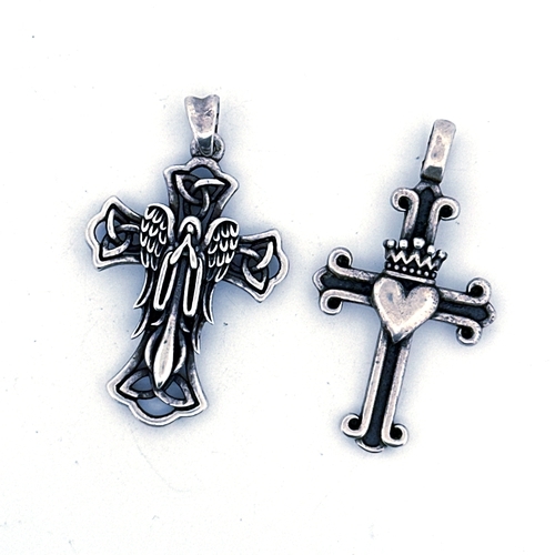 35 - Two Silver Cross Pendants