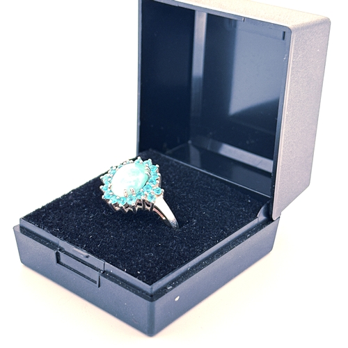 27 - TGGC Silver Ring - Blue, Boxed size Q