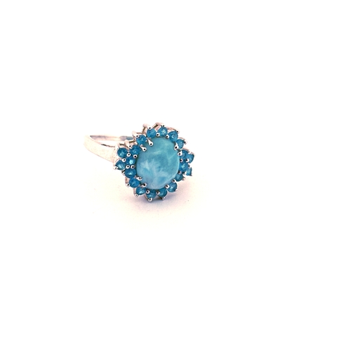 27 - TGGC Silver Ring - Blue, Boxed size Q