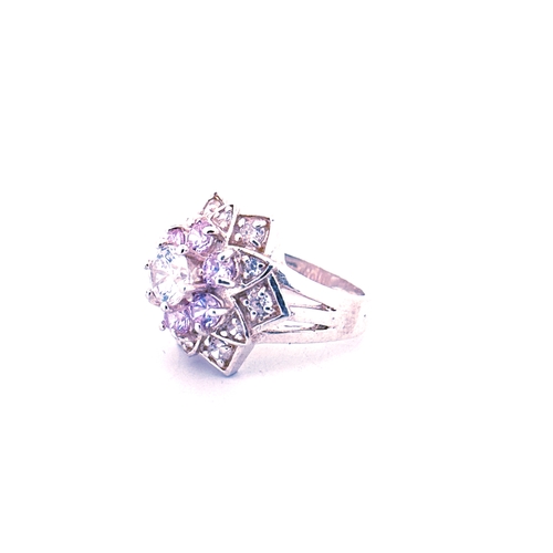 28 - Silver & CZ Ring boxed, size R