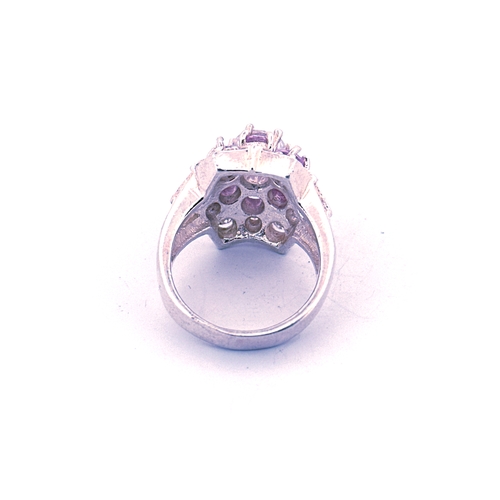 28 - Silver & CZ Ring boxed, size R