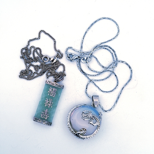 29 - Silver & Jade Pendant with another