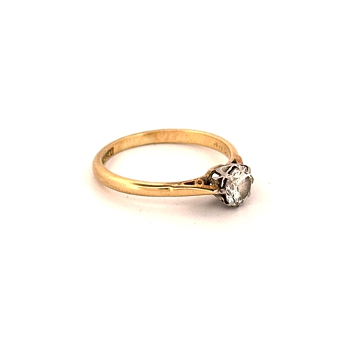 96 - 18ct Gold Diamond Solitaire Ring with Platinum Mount. Size P 2.69g
