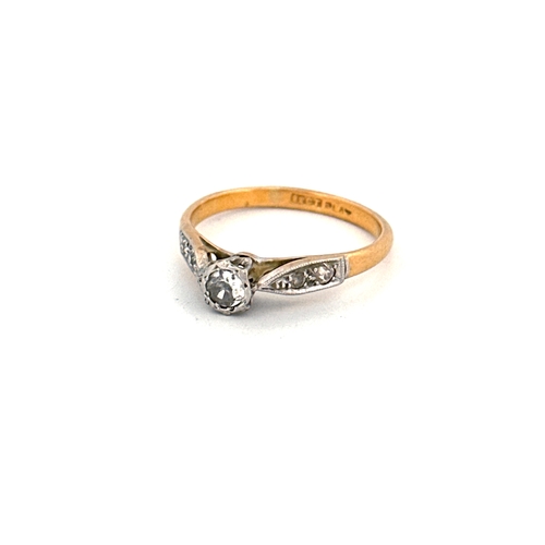100 - 22ct Gold & Diamond ring with Platinum Mount. size N 2.74g