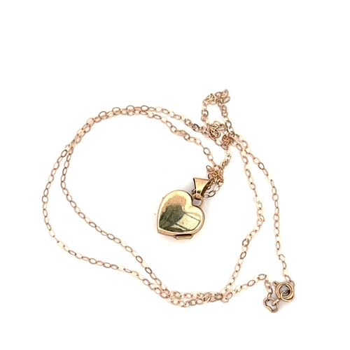 75 - 9ct Gold Chain with Heart Shape Locket 1.04g