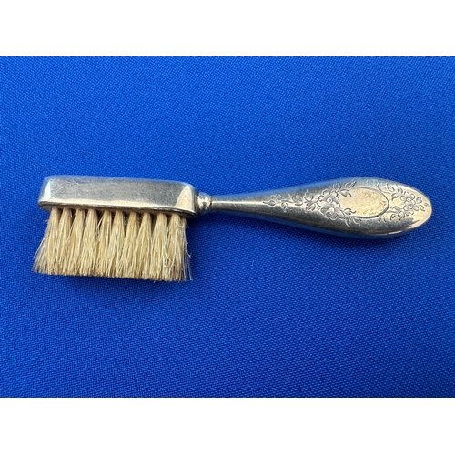 59 - Engraved Silver Moustache Brush Chester 1918
