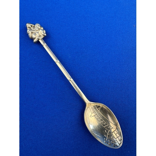 39 - Antique Japanese Silver 'Three Wise Monkeys' Spoon by Nikko. Stamped Marks