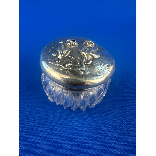 63 - Silver Topped Glass Dressing Table Jar