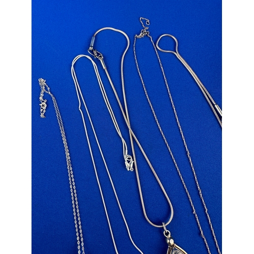 91 - Five Silver Necklaces with Pendants