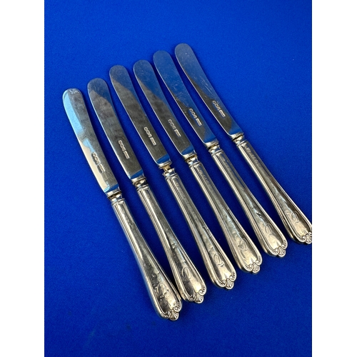 71 - Set of Six Hallmarked Silver Tea Knives Sheffield 1933 140g