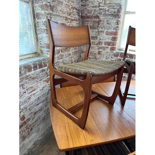 512 - Mid Century Portwood Sleigh Leg Extending Dining Table & Six Chairs in Great Condition