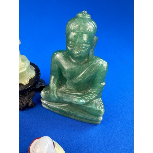248 - Group of Oriental Carved Stone & Small Ceramic Buddha Figures