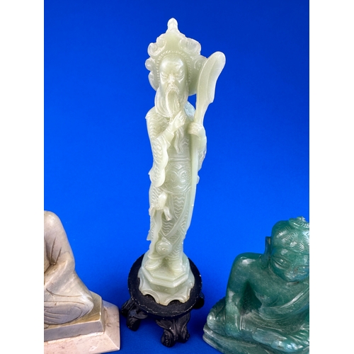 248 - Group of Oriental Carved Stone & Small Ceramic Buddha Figures