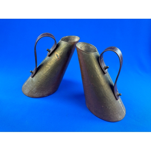 265 - Two Arts & Craft Copper Jugs with Leather Handles