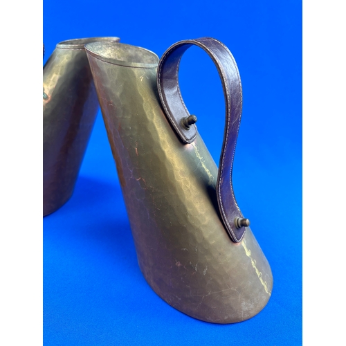 265 - Two Arts & Craft Copper Jugs with Leather Handles