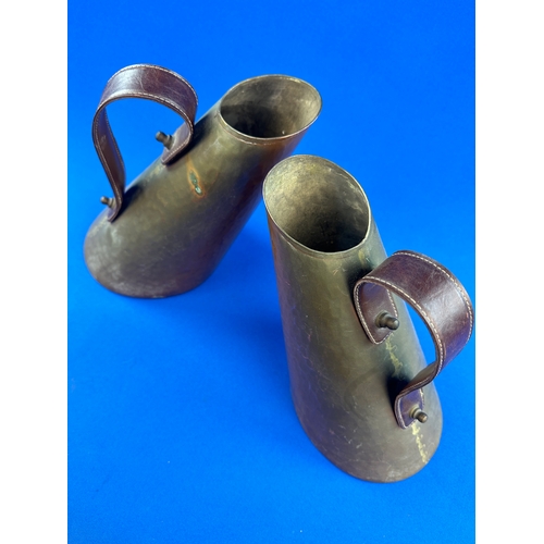 265 - Two Arts & Craft Copper Jugs with Leather Handles