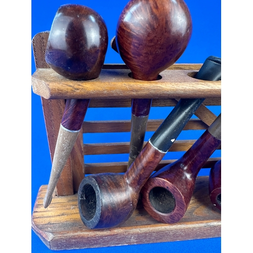 286 - Group of 6 Vintage Estate Pipes & Stand Tobacciana Interest
