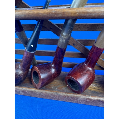 286 - Group of 6 Vintage Estate Pipes & Stand Tobacciana Interest