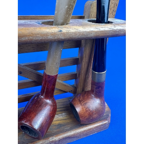 286 - Group of 6 Vintage Estate Pipes & Stand Tobacciana Interest