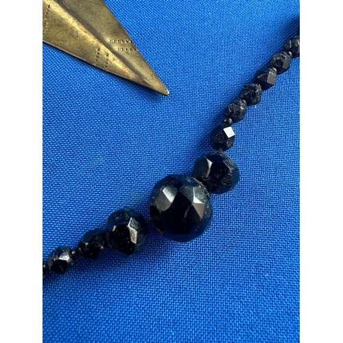 14 - Vintage Jet Necklace, Garnet Necklace a/f & one other Vintage Necklace